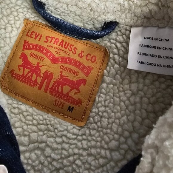 Levi's Original Sherpa Denim Trucker Jacket, Blue, Jean, Button Up, Size Medium - Picture 3 of 11